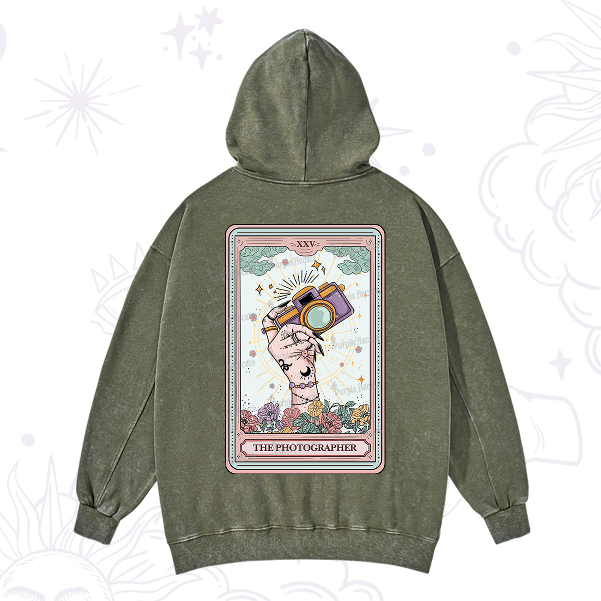 Purplehecate The Photographer Tarot Card Washed Hoodie