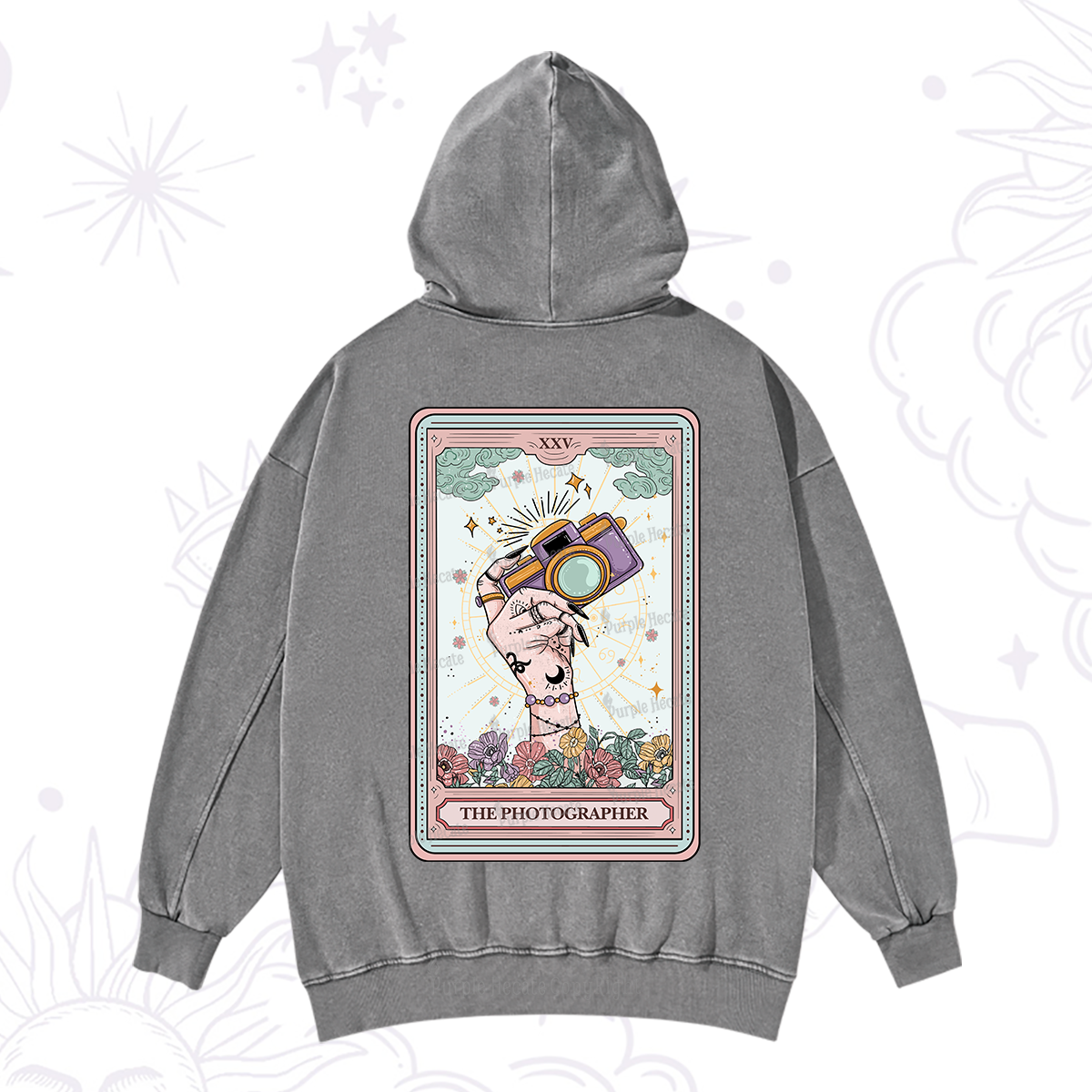 Purplehecate The Photographer Tarot Card Washed Hoodie
