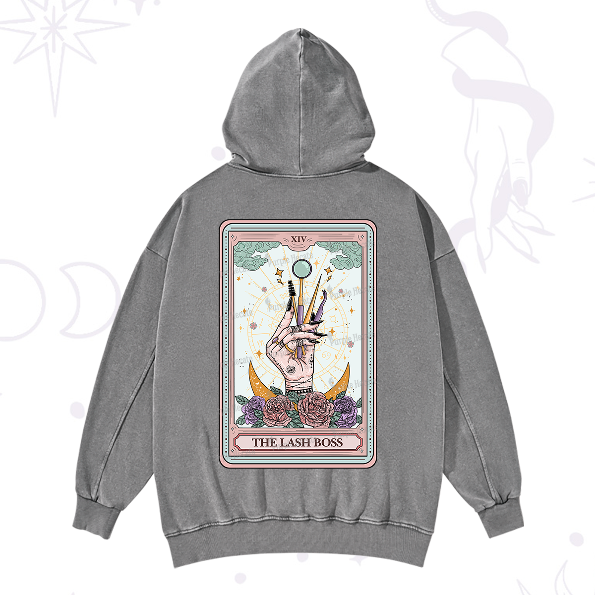 Purplehecate The Lash Boss Tarot Card Washed Hoodie