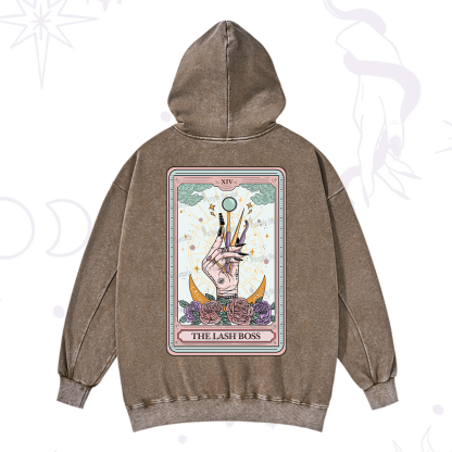 Purplehecate The Lash Boss Tarot Card Washed Hoodie