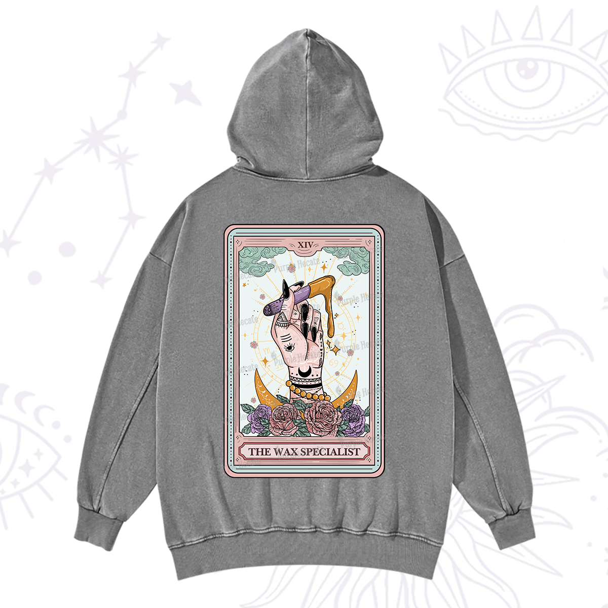Purplehecate The Wax Specialist Tarot Card Washed Hoodie