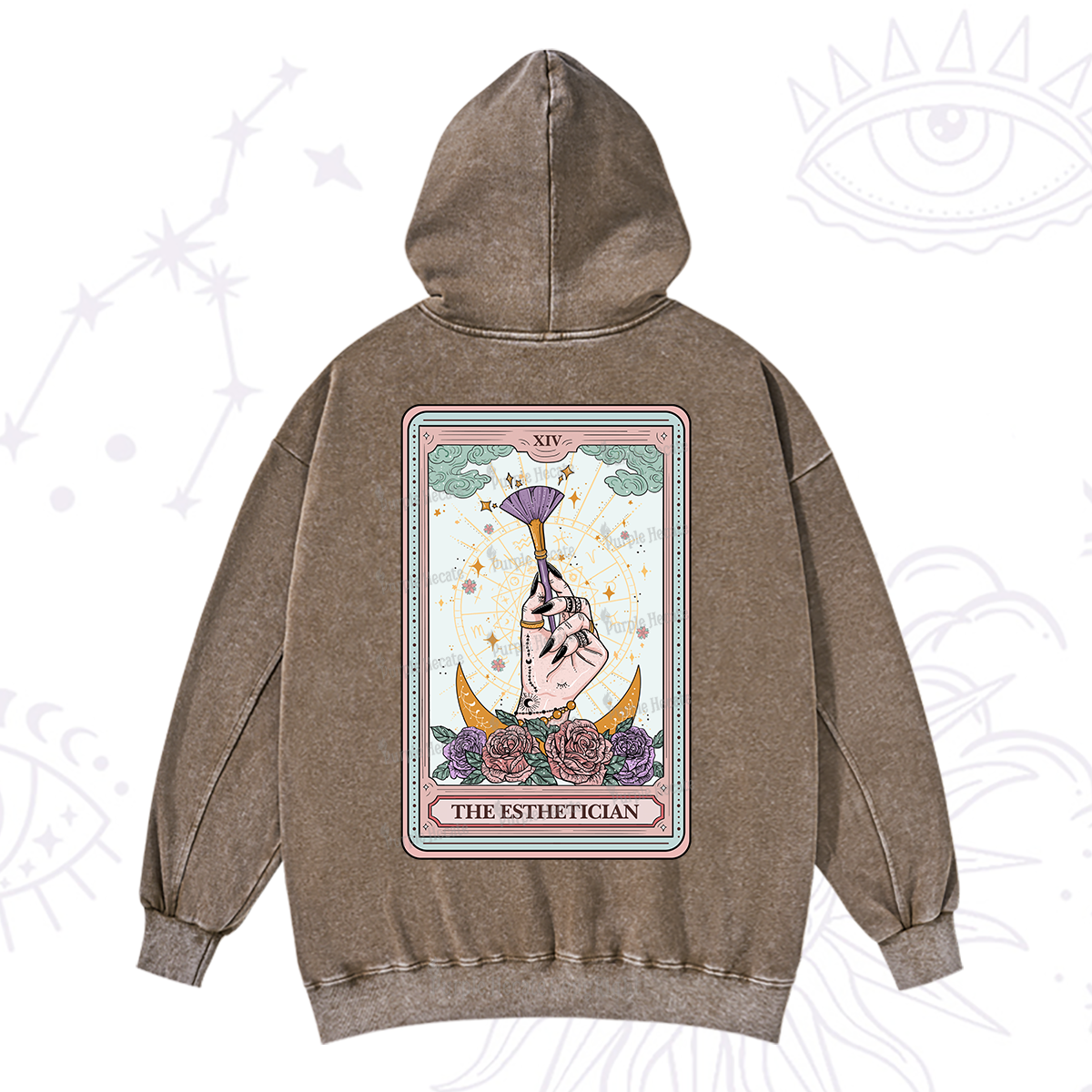 Purplehecate The Esthetician Tarot Card Washed Hoodie