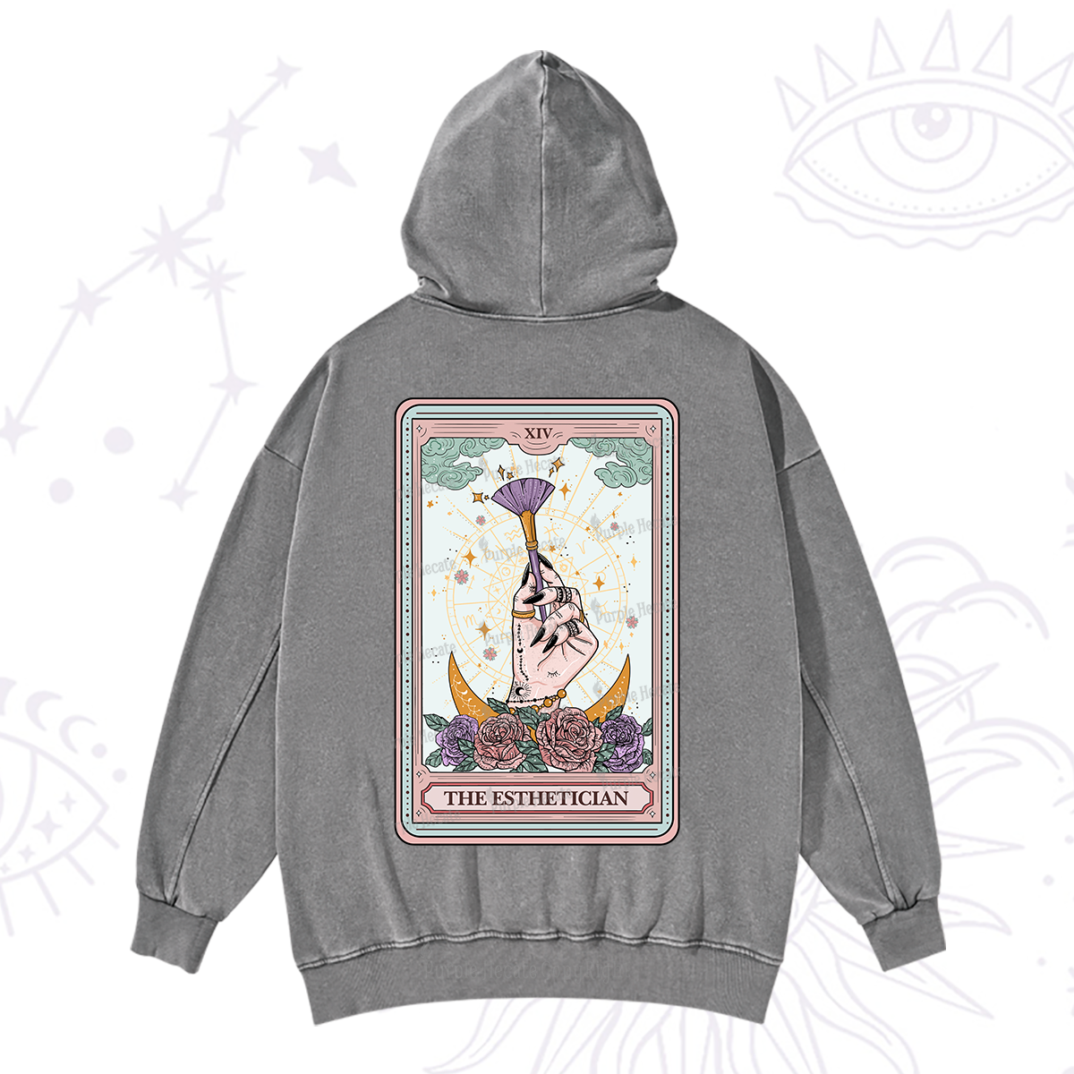 Purplehecate The Esthetician Tarot Card Washed Hoodie
