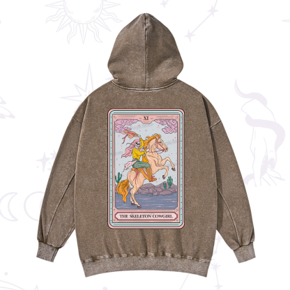 Purplehecate The Skeleton Cowgirl Tarot Card Washed Hoodie