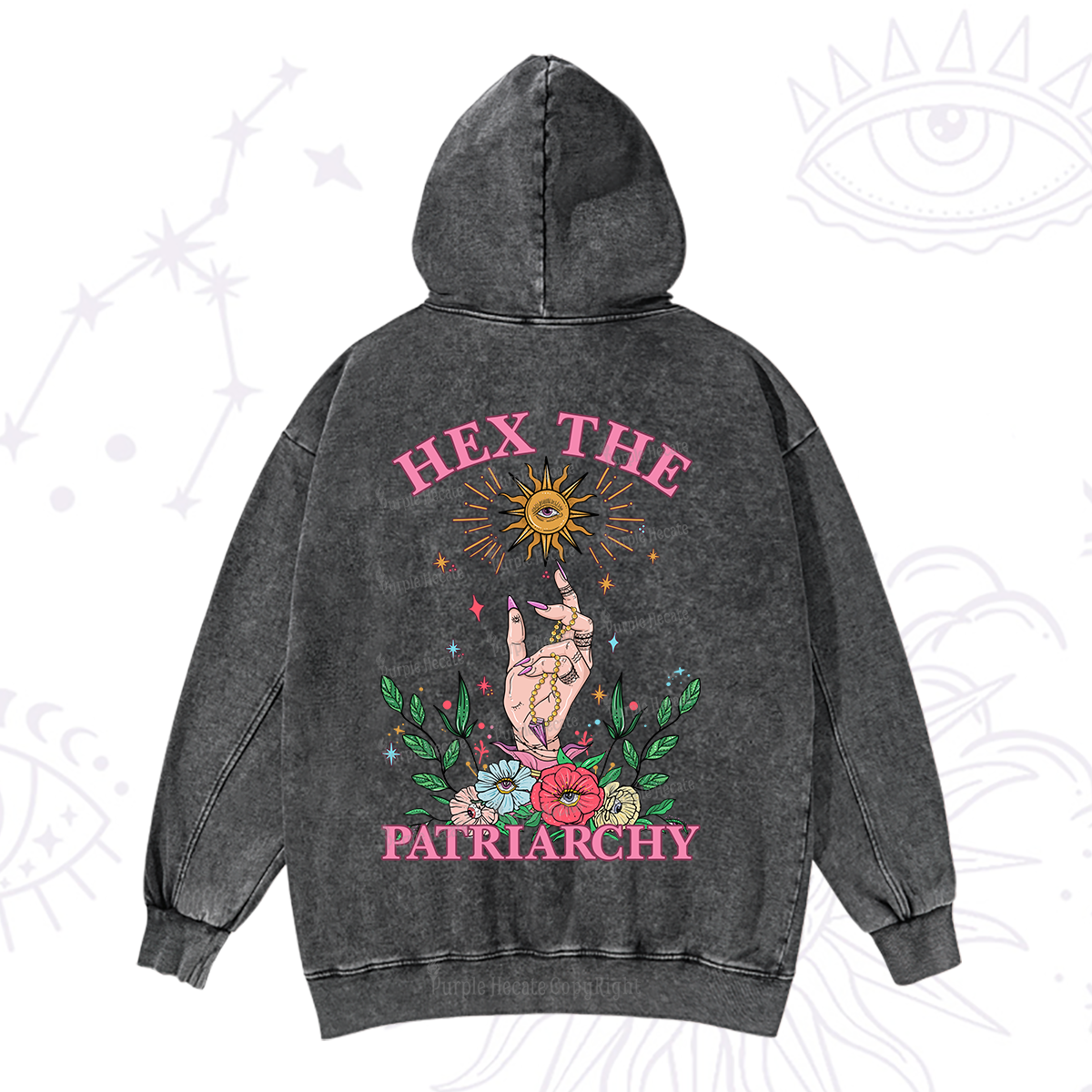 Purplehecate Hex The Patriarchy Witchy Washed Hoodie