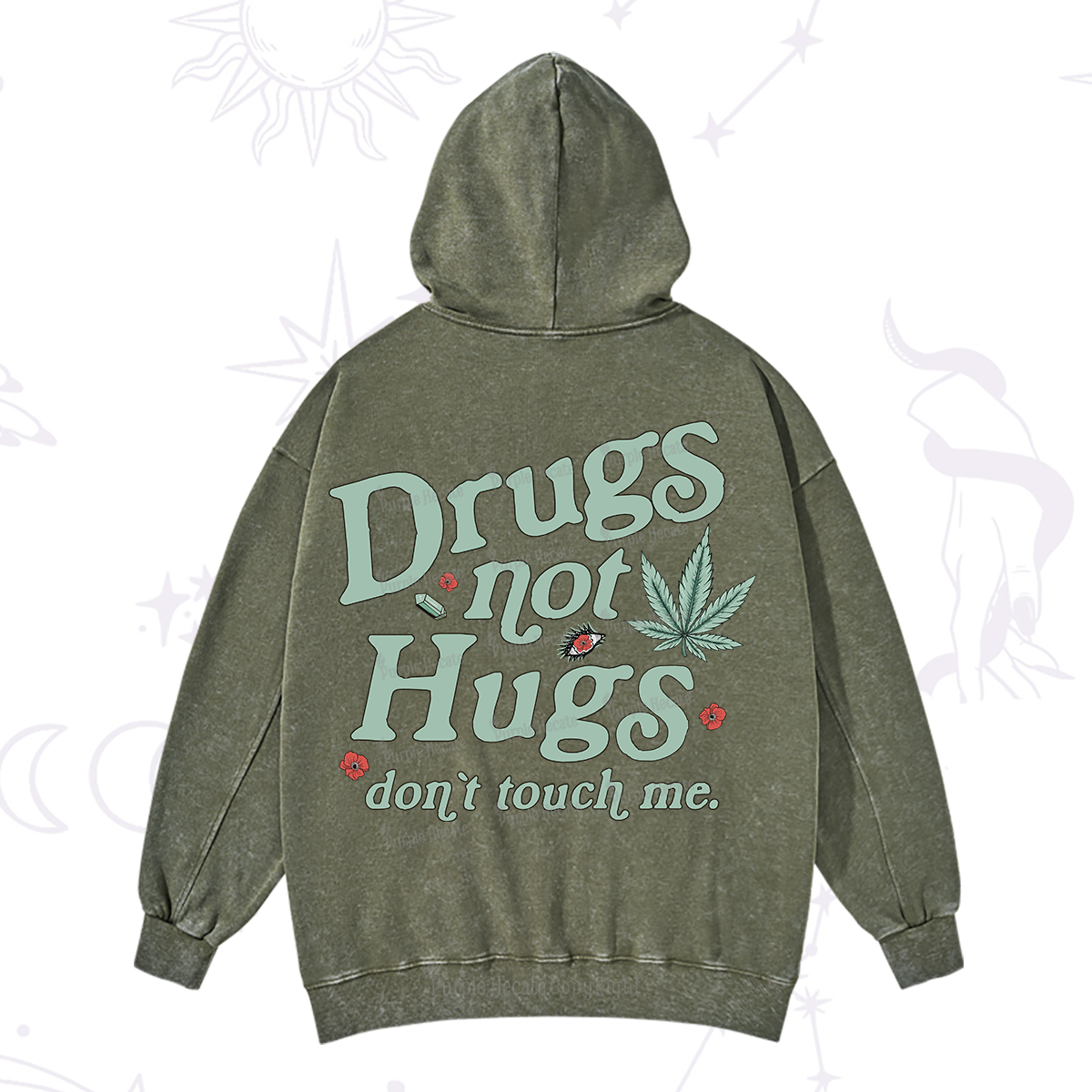 Purplehecate Sarcastic Weed Washed Hoodie