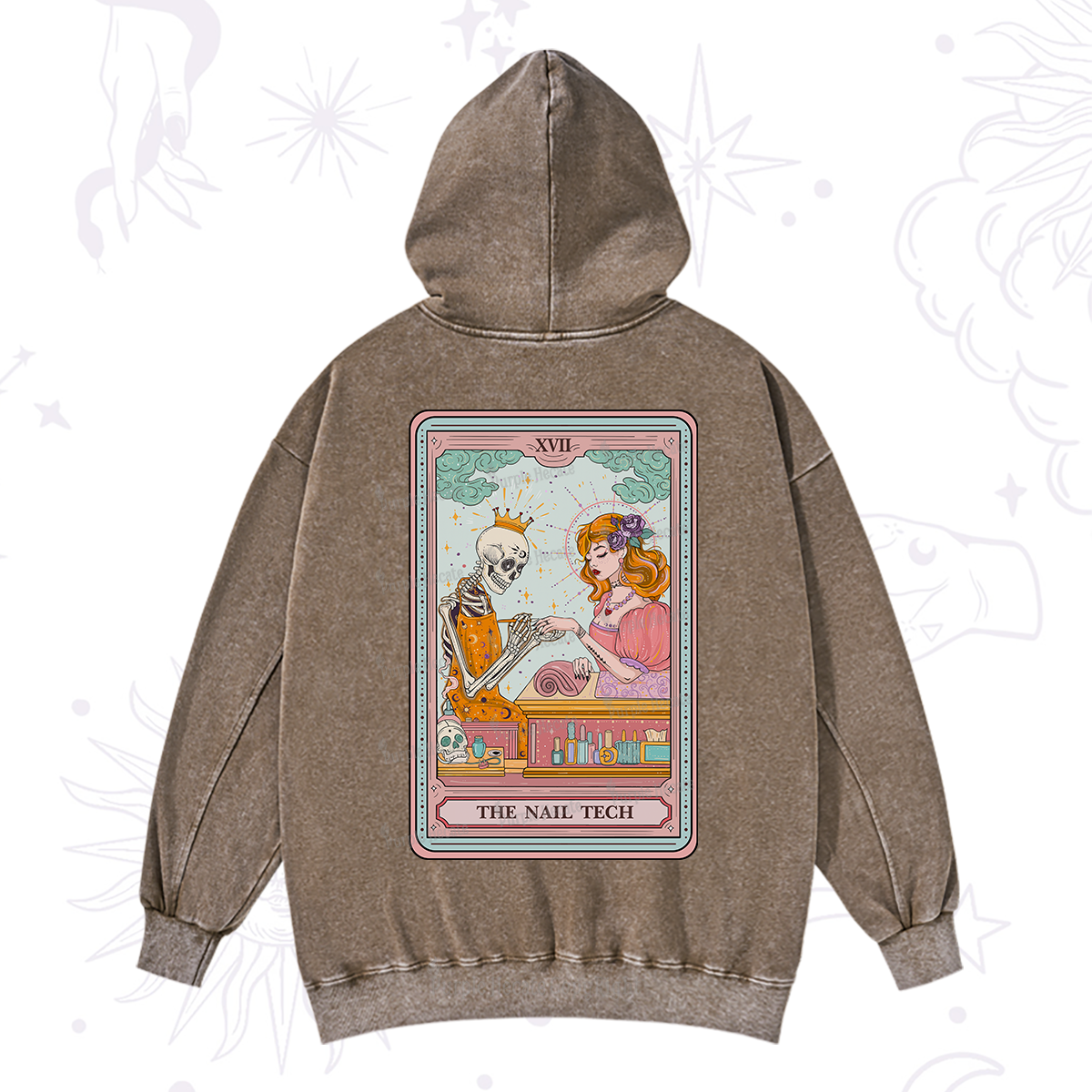 Purplehecate The Nail Tech Life Tarot Washed Hoodie