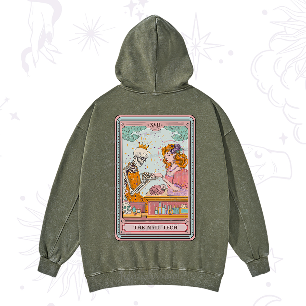 Purplehecate The Nail Tech Life Tarot Washed Hoodie