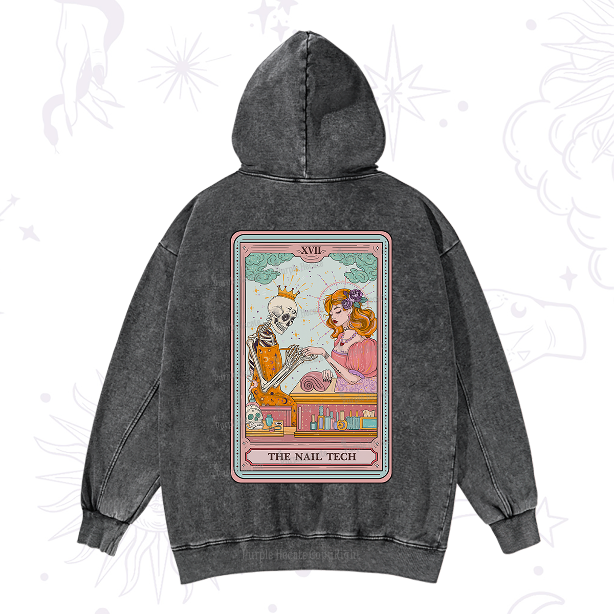 Purplehecate The Nail Tech Life Tarot Washed Hoodie