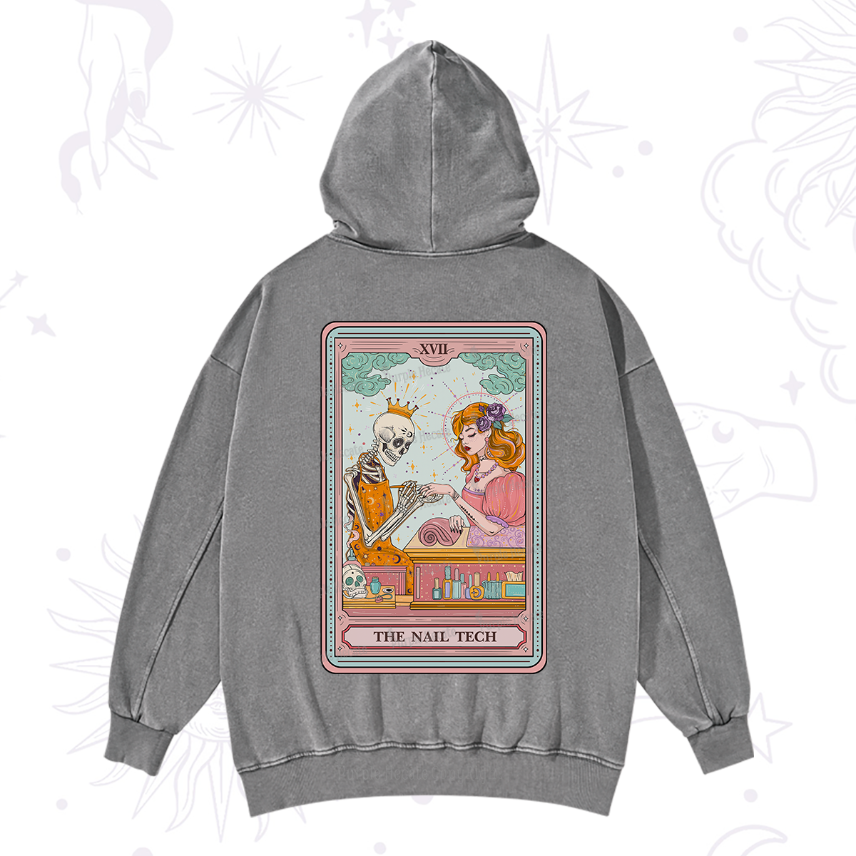 Purplehecate The Nail Tech Life Tarot Washed Hoodie