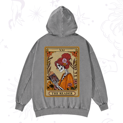 Purplehecate The Reader Tarot Card Skeleton Washed Hoodie
