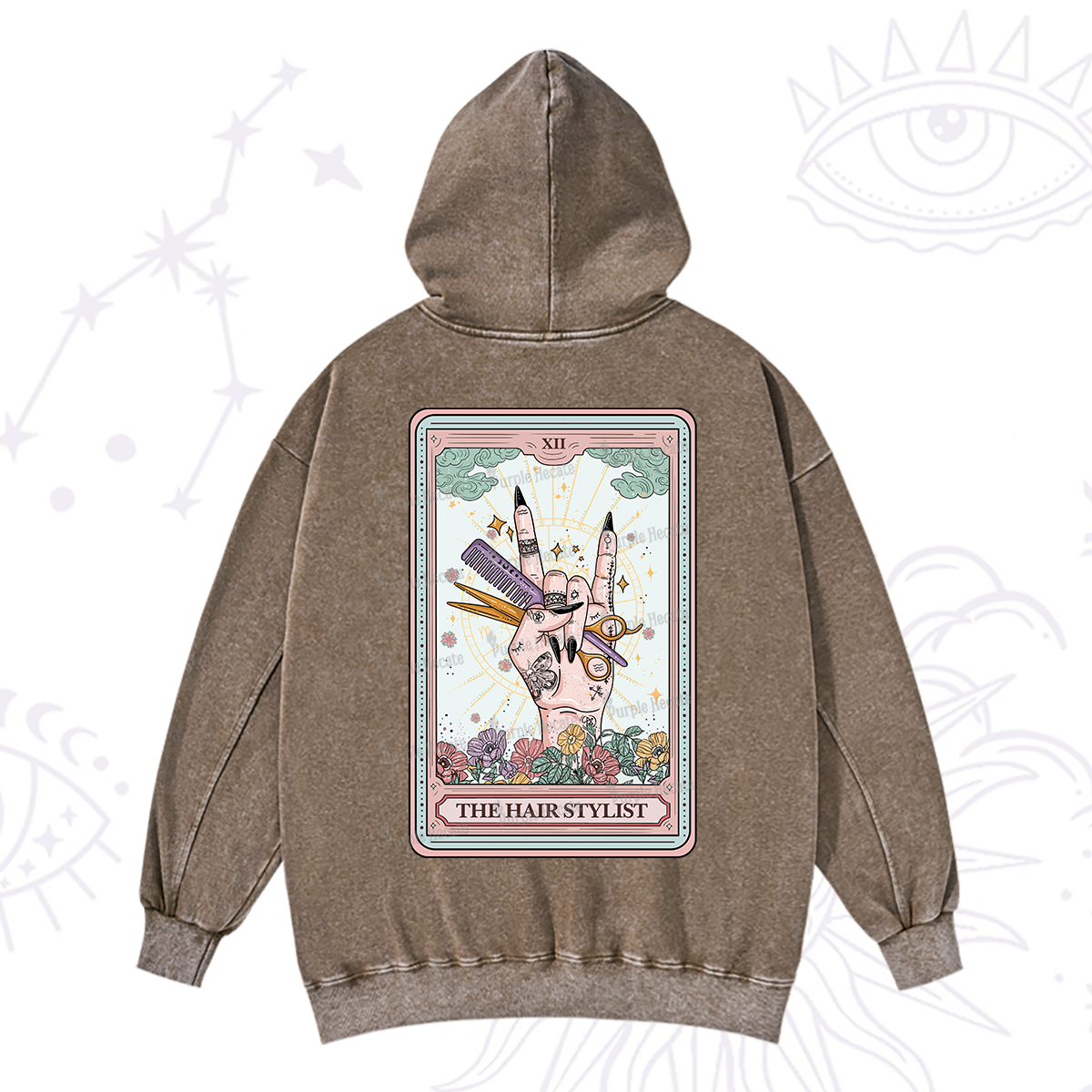 Purplehecate The Hair Stylist Tarot Washed Hoodie