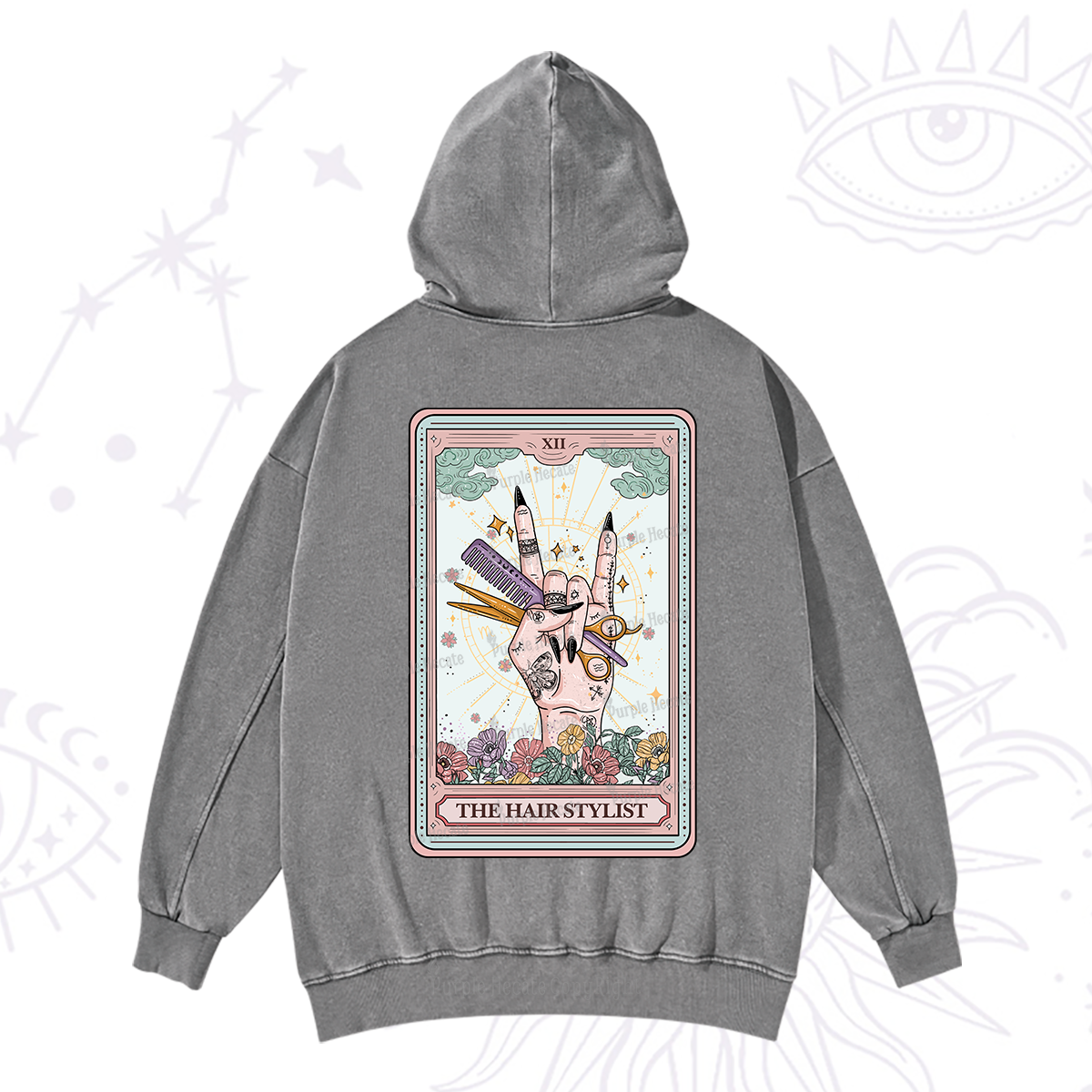 Purplehecate The Hair Stylist Tarot Washed Hoodie
