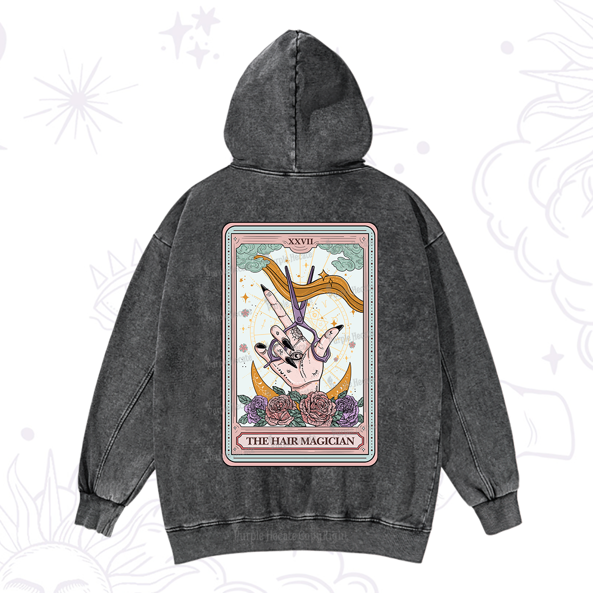 Purplehecate The Hair Magician Tarot Washed Hoodie