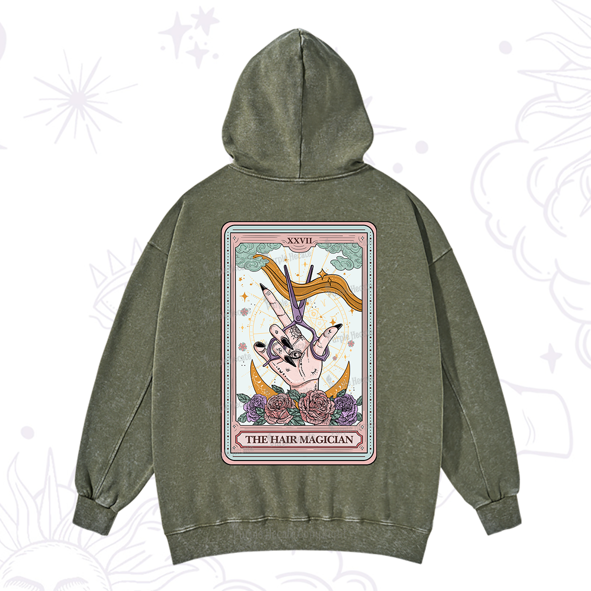 Purplehecate The Hair Magician Tarot Washed Hoodie