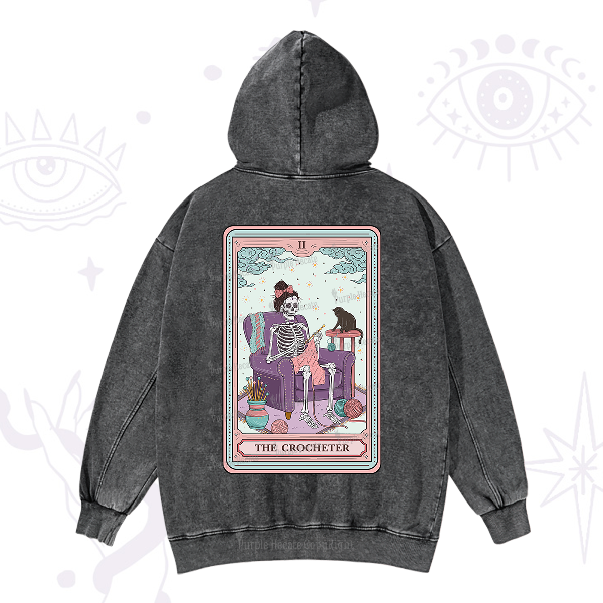 Purplehecate The Crocheter Tarot Washed Hoodie