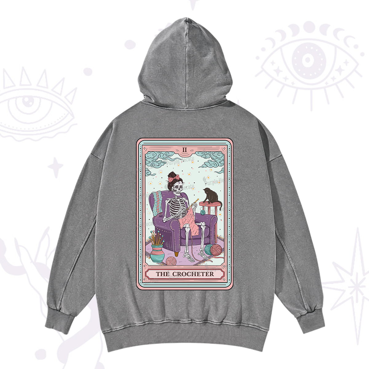 Purplehecate The Crocheter Tarot Washed Hoodie