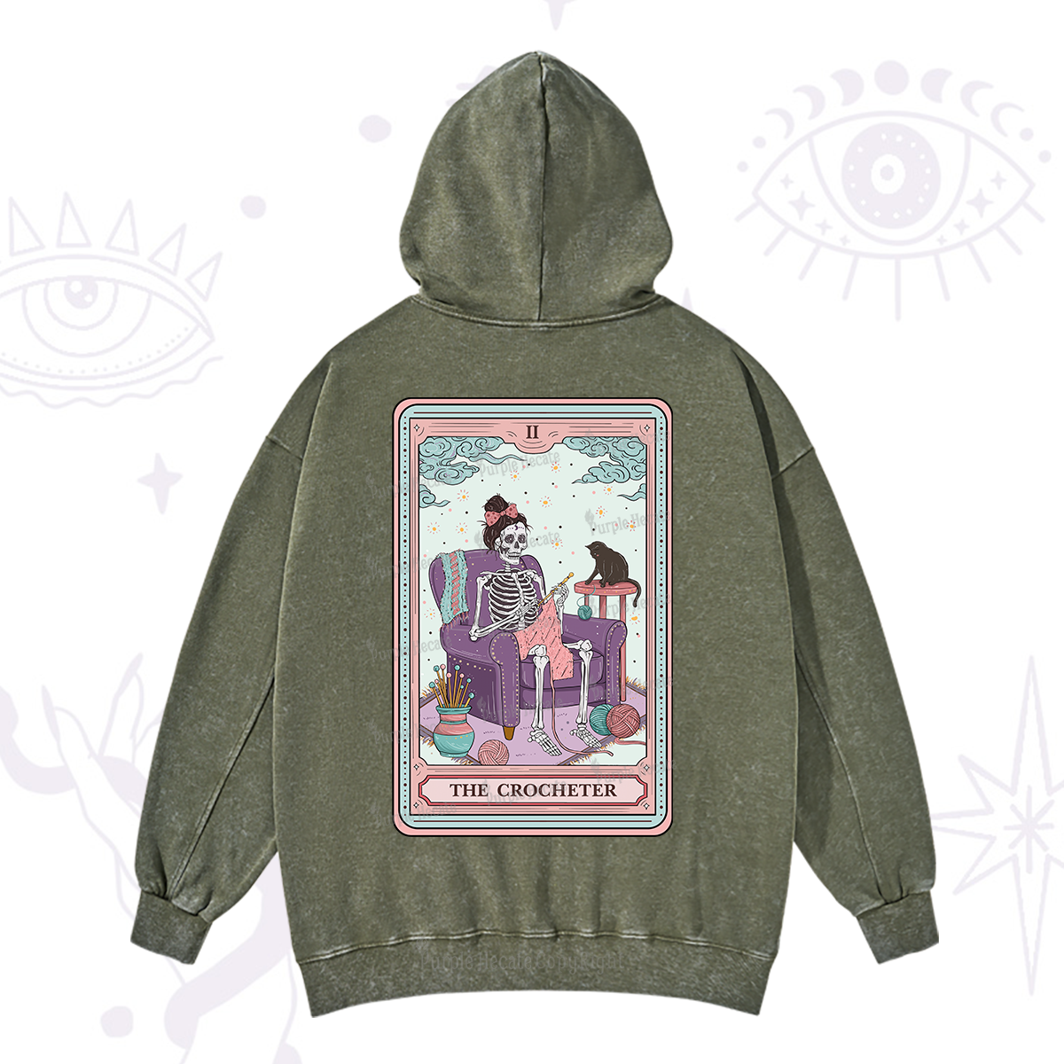 Purplehecate The Crocheter Tarot Washed Hoodie