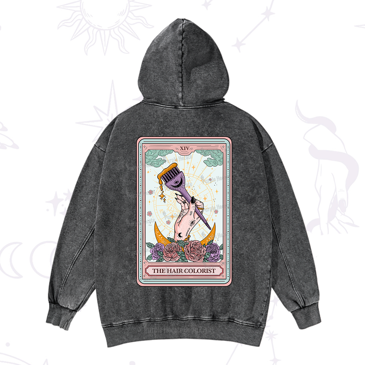 Purplehecate The Hair Colorist Tarot Washed Hoodie