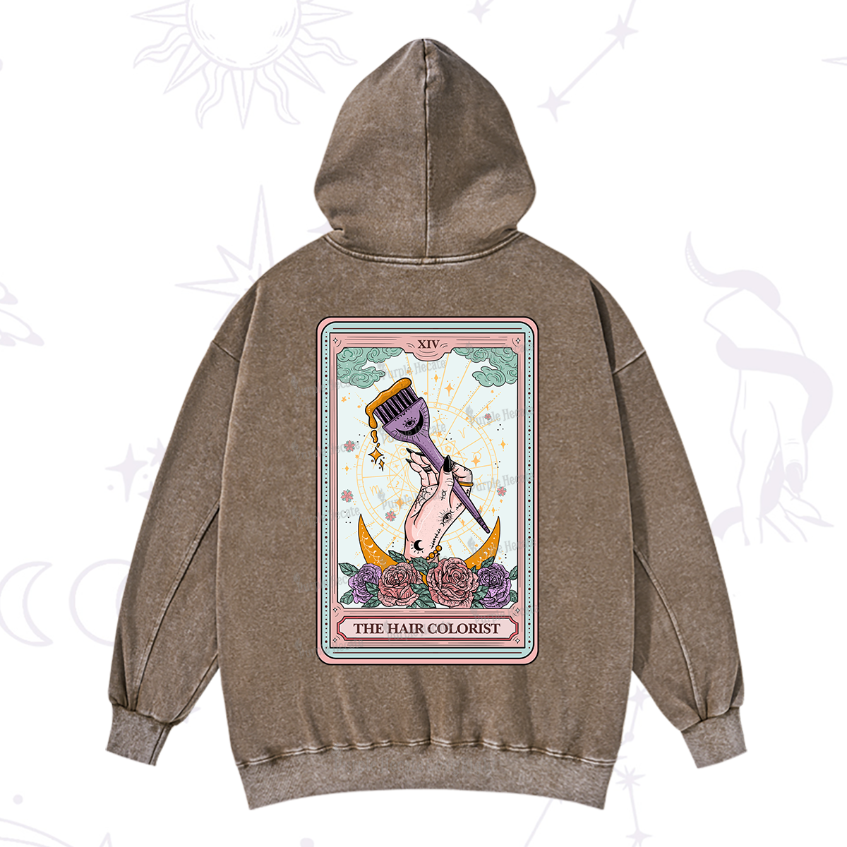 Purplehecate The Hair Colorist Tarot Washed Hoodie