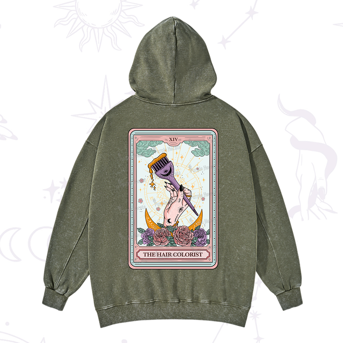 Purplehecate The Hair Colorist Tarot Washed Hoodie