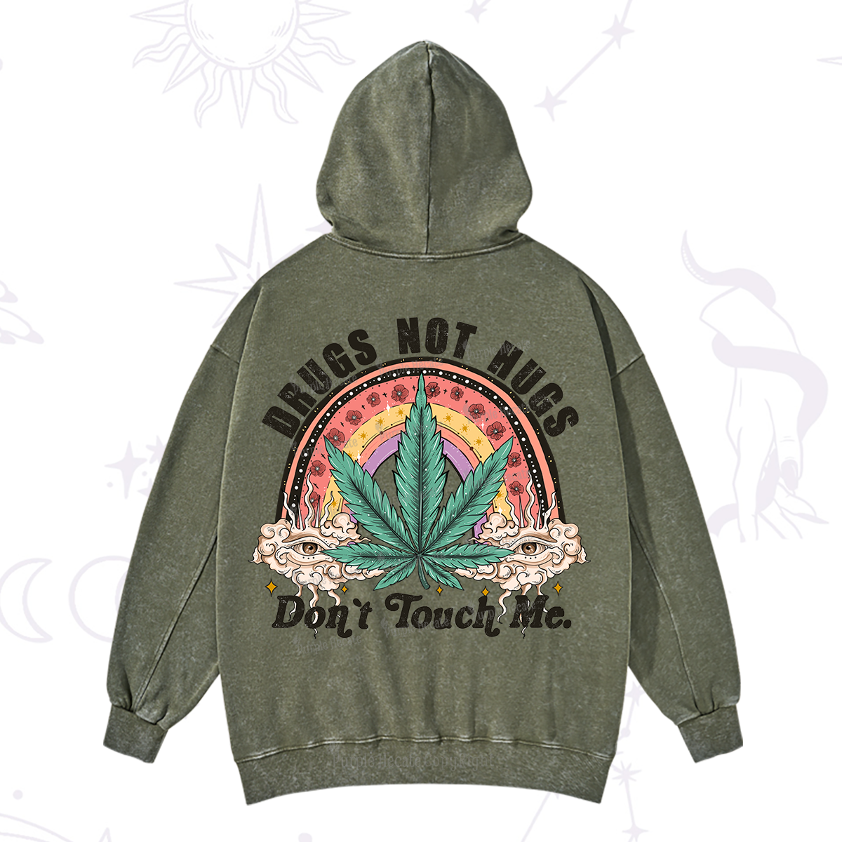 Purplehecate Drugs Not Hugs Washed Hoodie