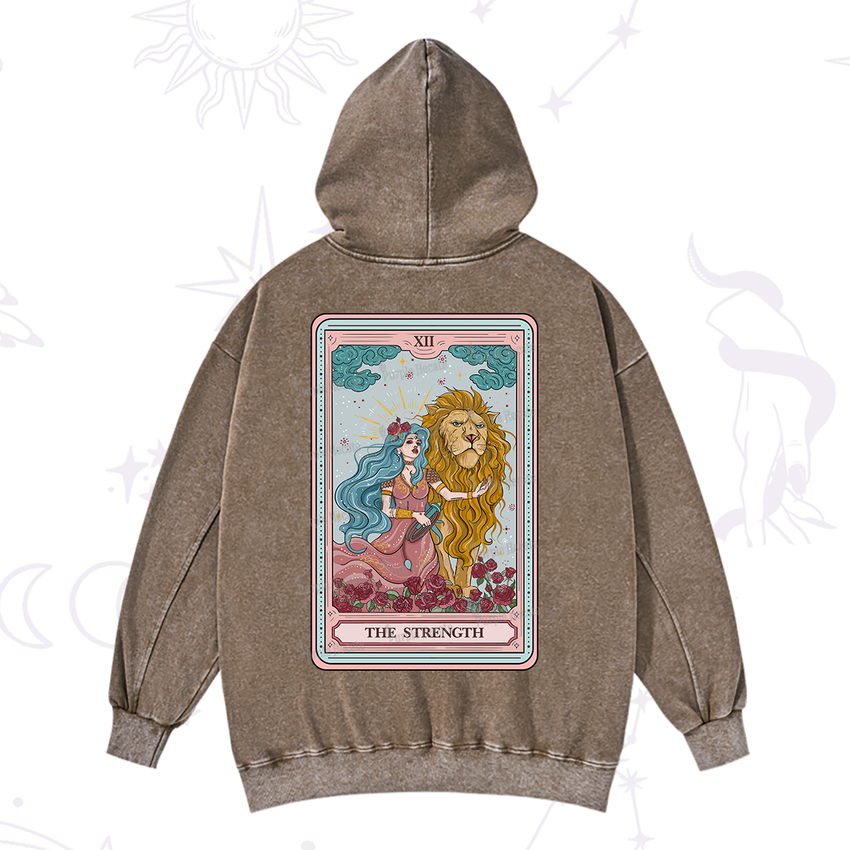 Purplehecate The Strength Tarot Washed Hoodie