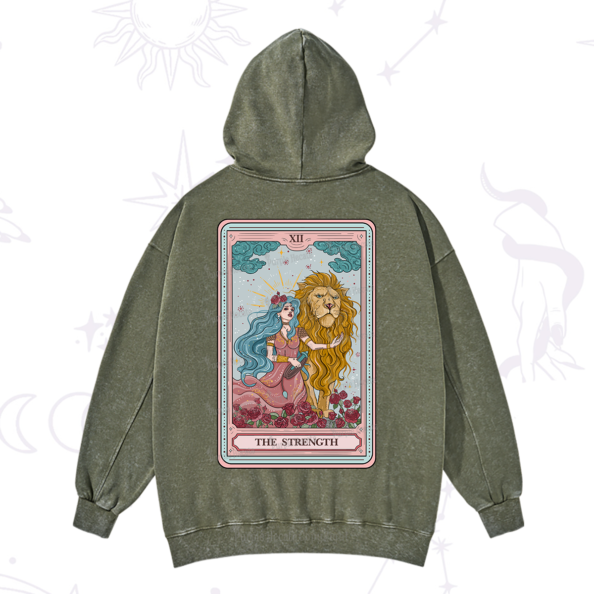 Purplehecate The Strength Tarot Washed Hoodie