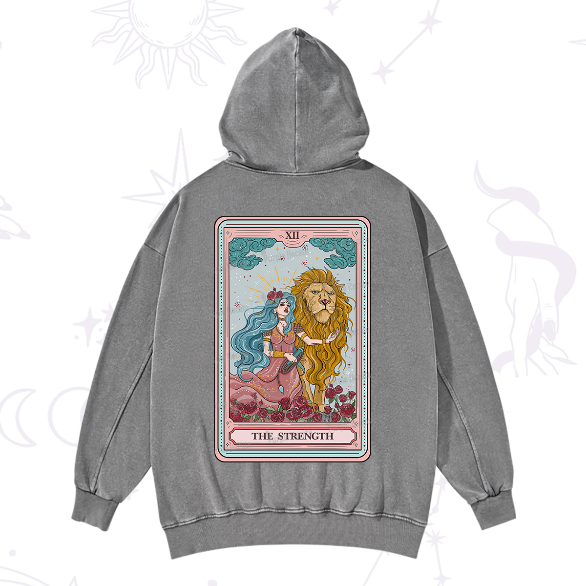 Purplehecate The Strength Tarot Washed Hoodie