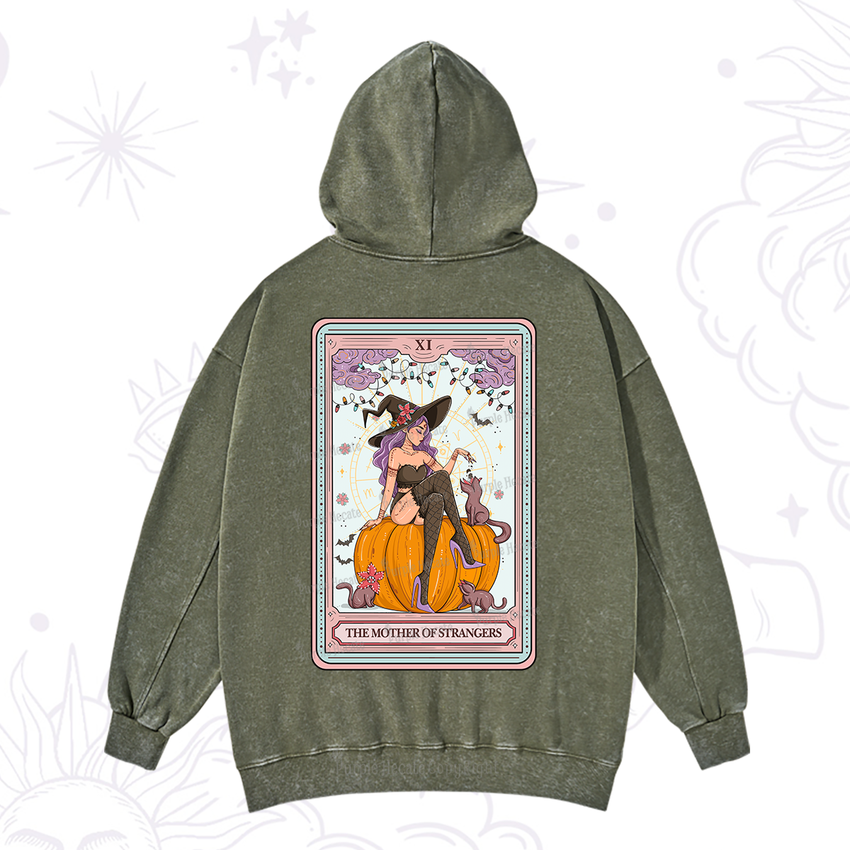 Purplehecate The Mother Of Strangers Tarot Washed Hoodie