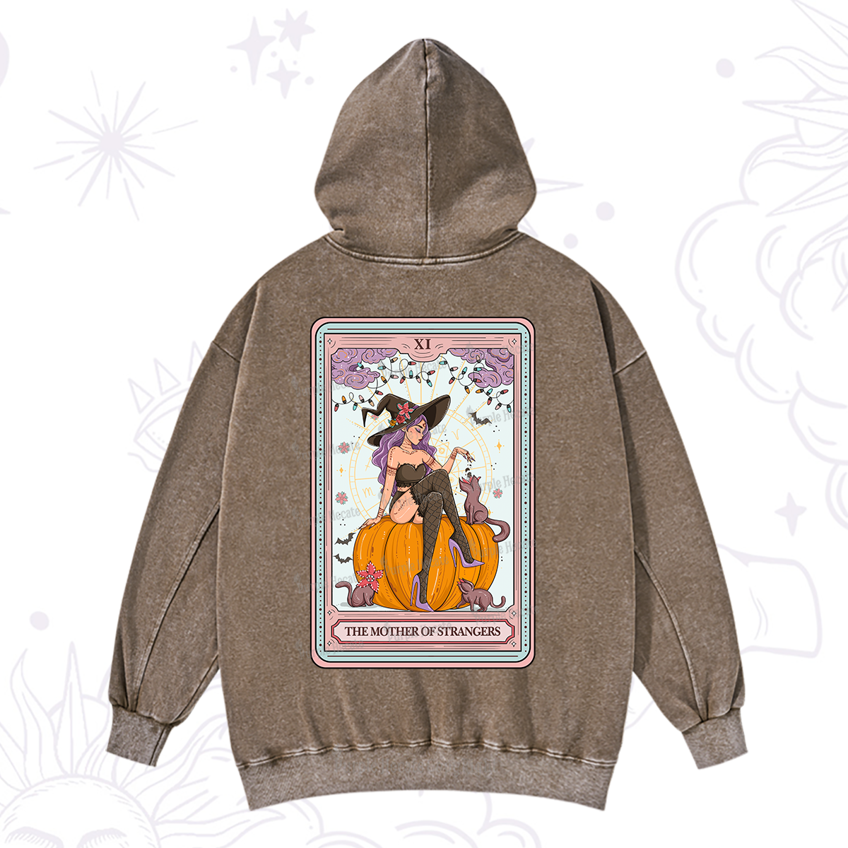 Purplehecate The Mother Of Strangers Tarot Washed Hoodie