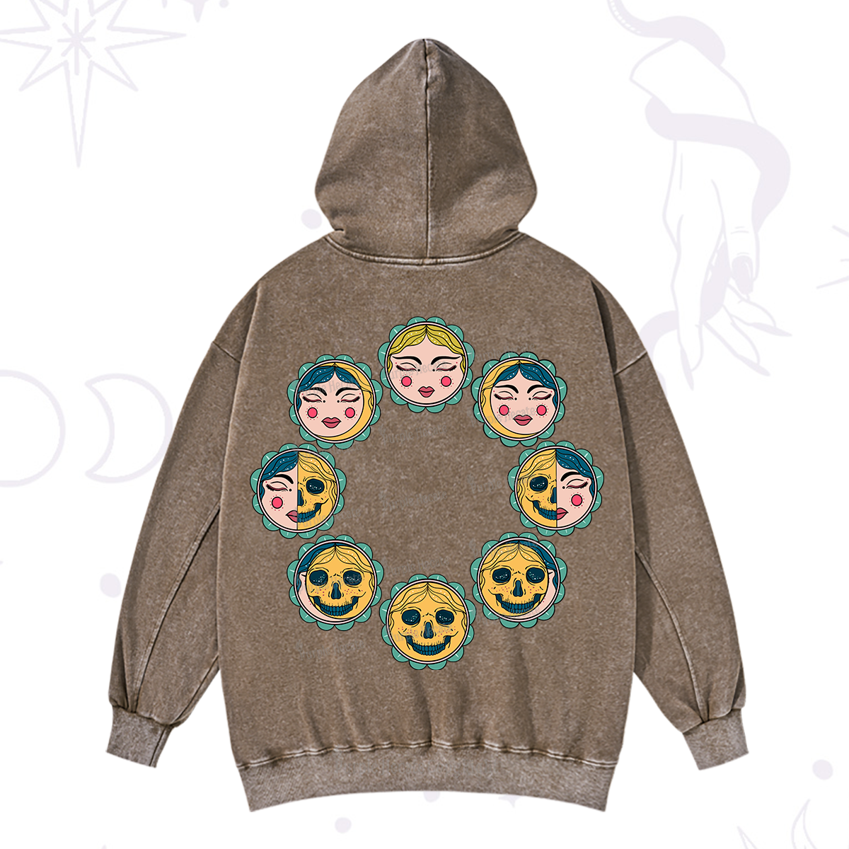 Purplehecate Lunar Skull Cycle Washed Hoodie