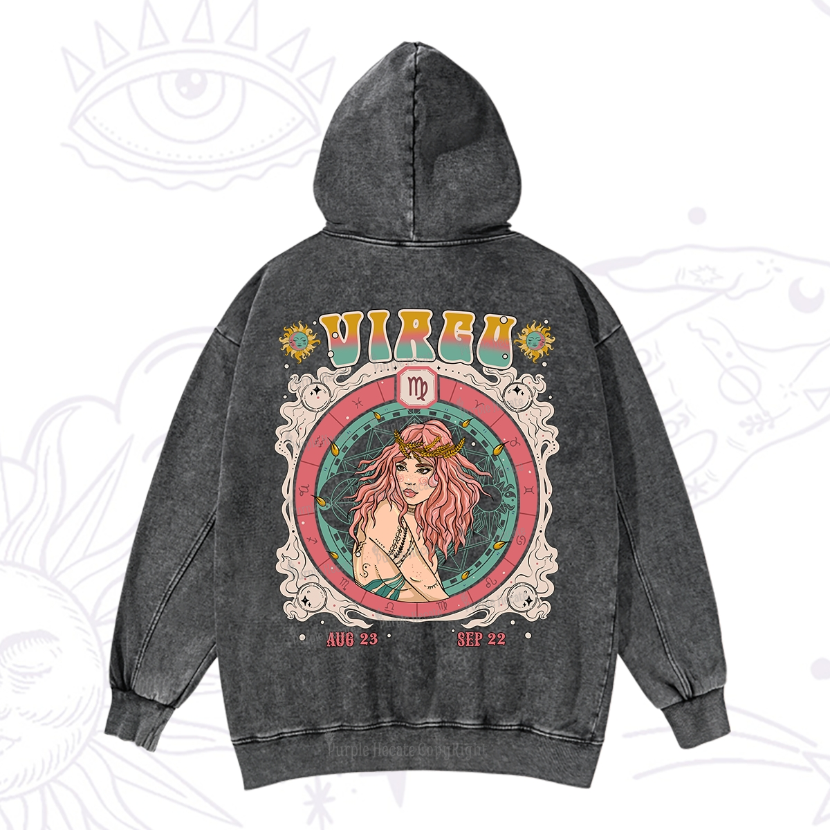 Purplehecate Virgo Cosmic Zodiac Washed Hoodie