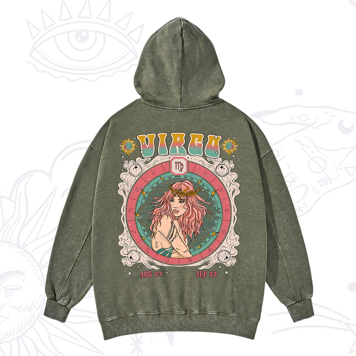 Purplehecate Virgo Cosmic Zodiac Washed Hoodie