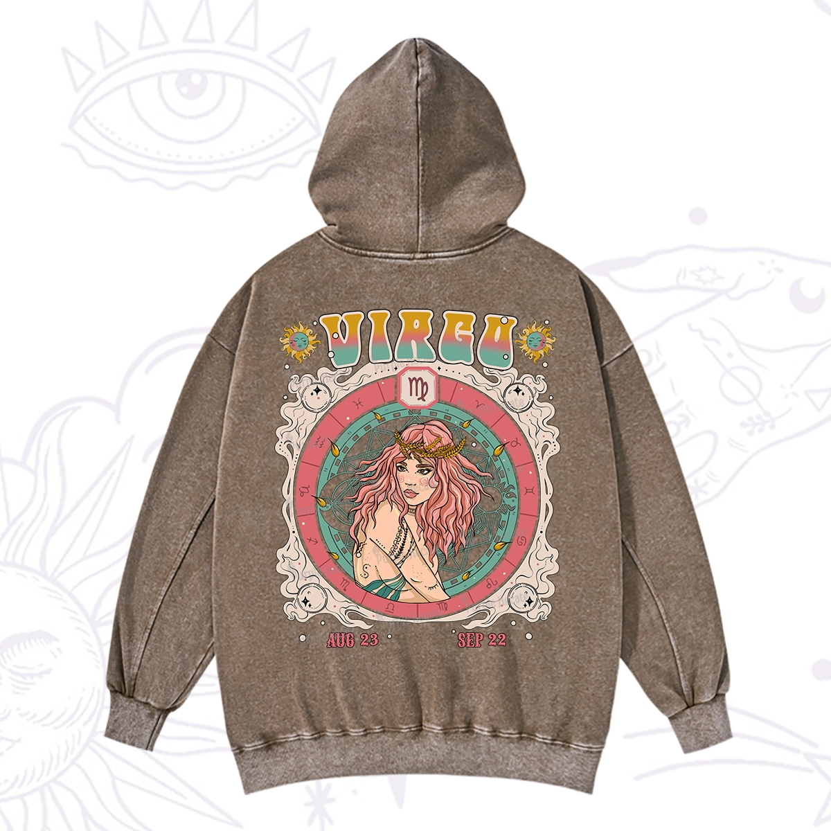 Purplehecate Virgo Cosmic Zodiac Washed Hoodie