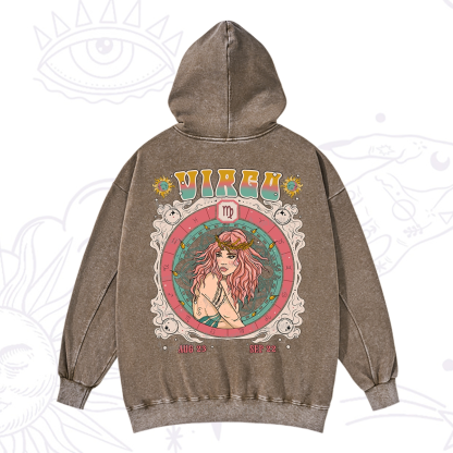 Purplehecate Virgo Cosmic Zodiac Washed Hoodie