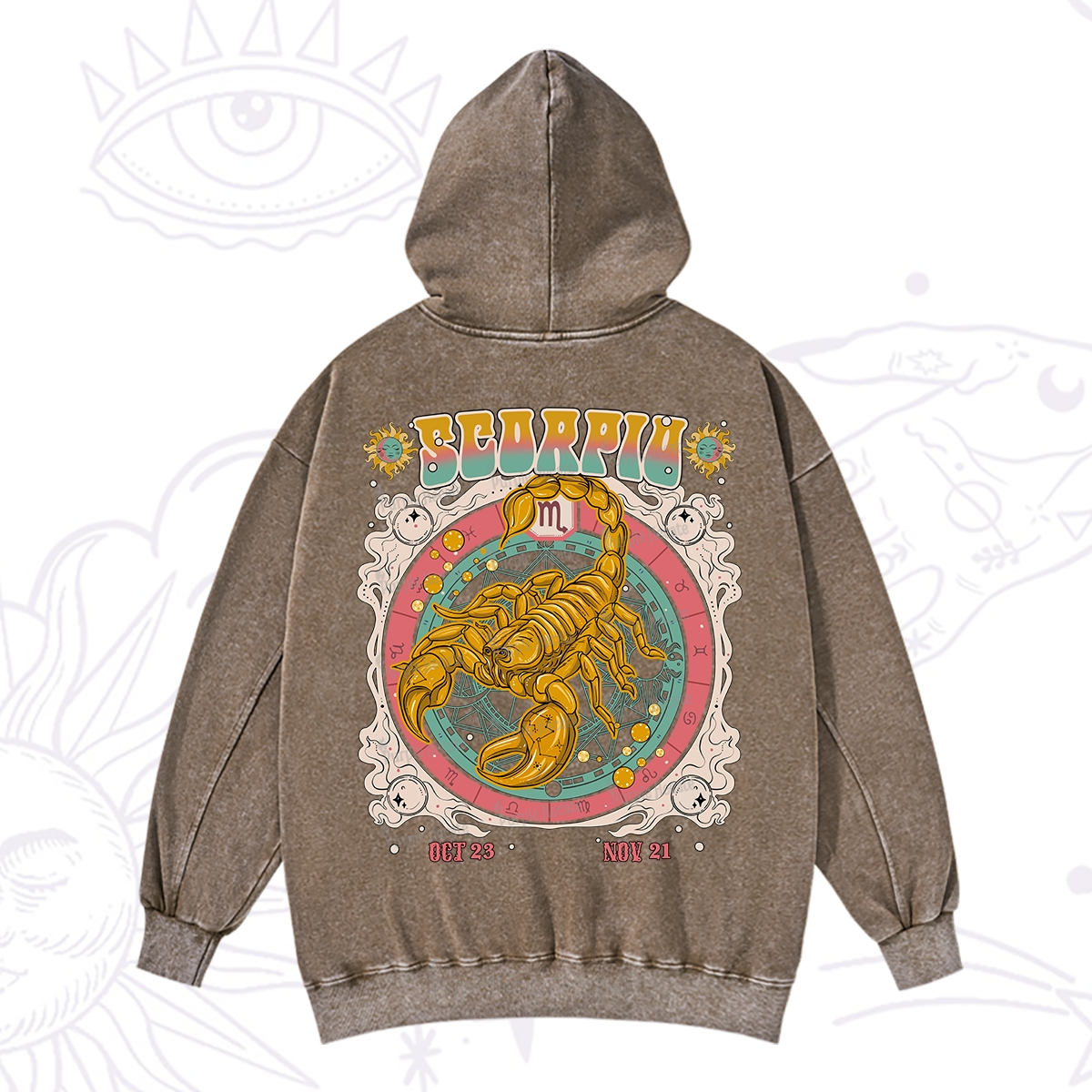 Purplehecate Scorpio Cosmic Zodiac Washed Hoodie