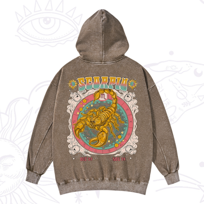 Purplehecate Scorpio Cosmic Zodiac Washed Hoodie