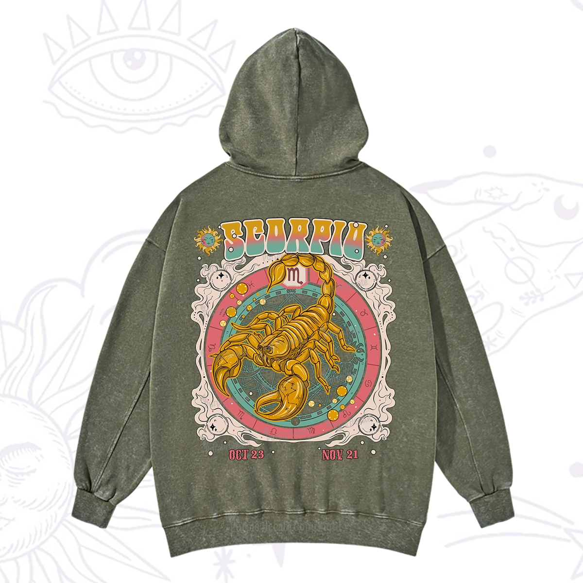 Purplehecate Scorpio Cosmic Zodiac Washed Hoodie