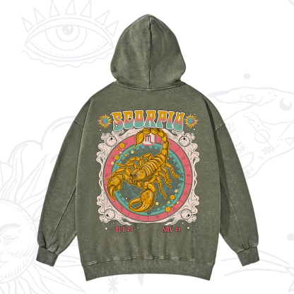 Purplehecate Scorpio Cosmic Zodiac Washed Hoodie