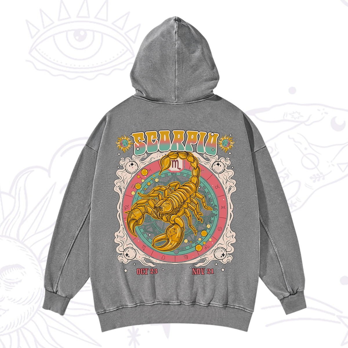 Purplehecate Scorpio Cosmic Zodiac Washed Hoodie
