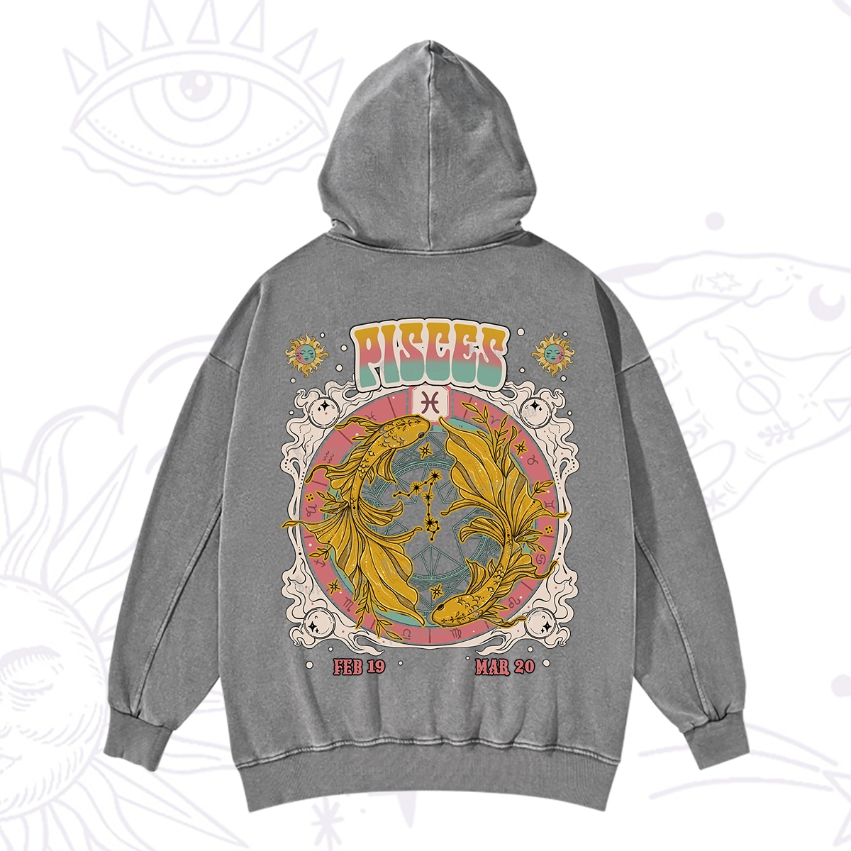 Purplehecate Pisces Cosmic Zodiac Washed Hoodie