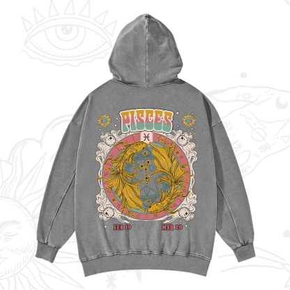 Purplehecate Pisces Cosmic Zodiac Washed Hoodie