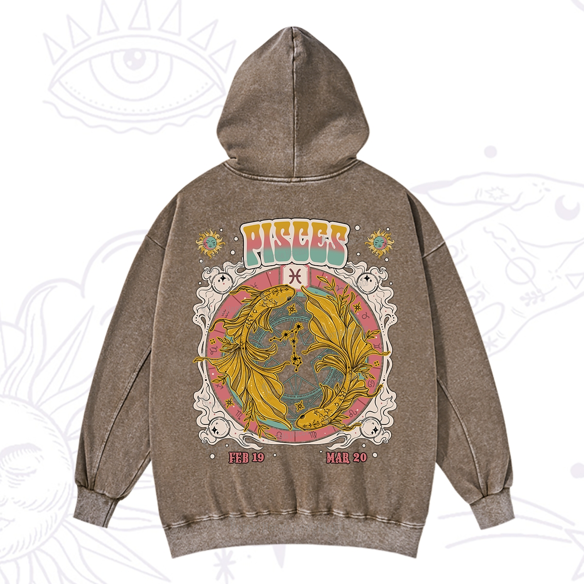 Purplehecate Pisces Cosmic Zodiac Washed Hoodie