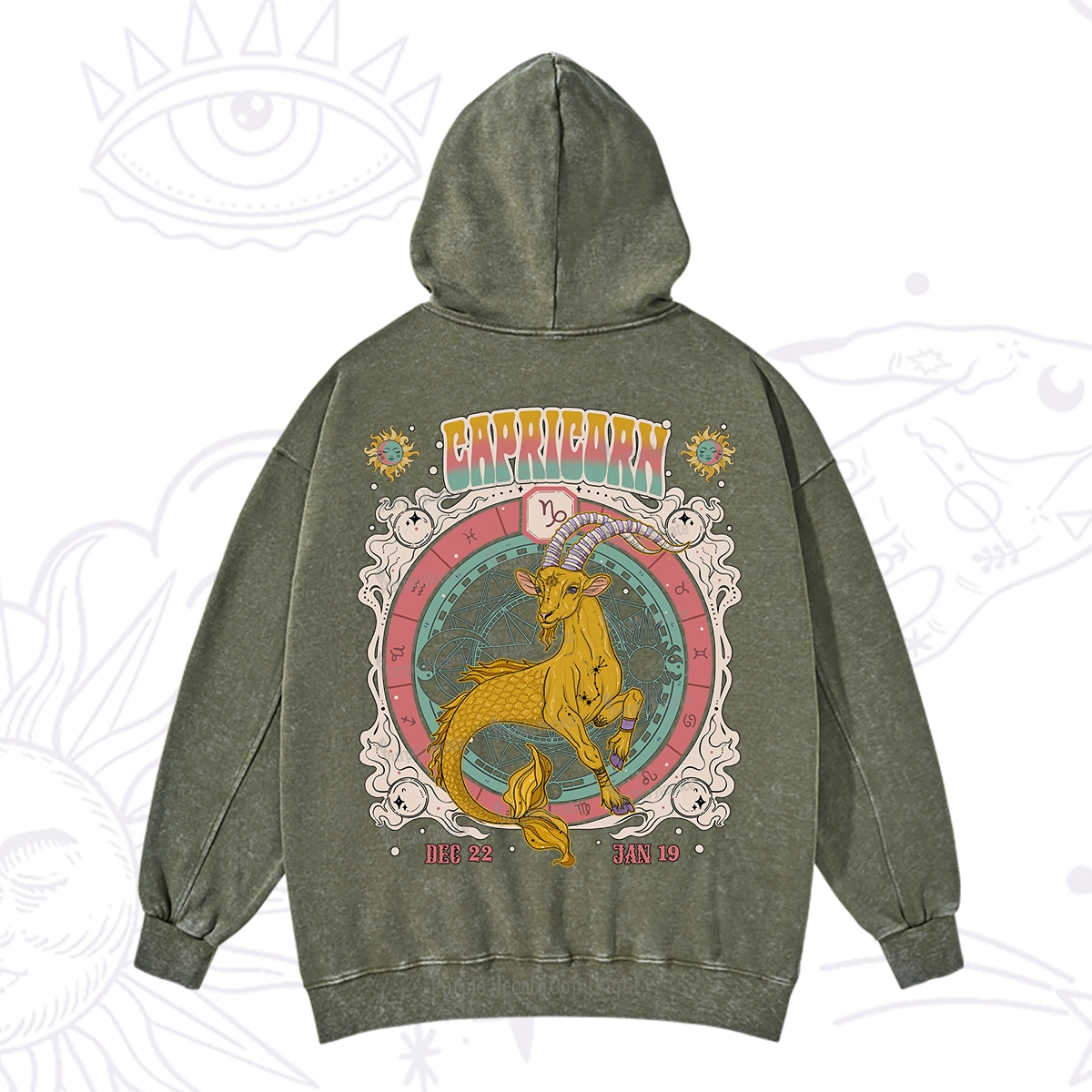Purplehecate Capricorn Cosmic Zodiac Washed Hoodie