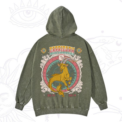 Purplehecate Capricorn Cosmic Zodiac Washed Hoodie
