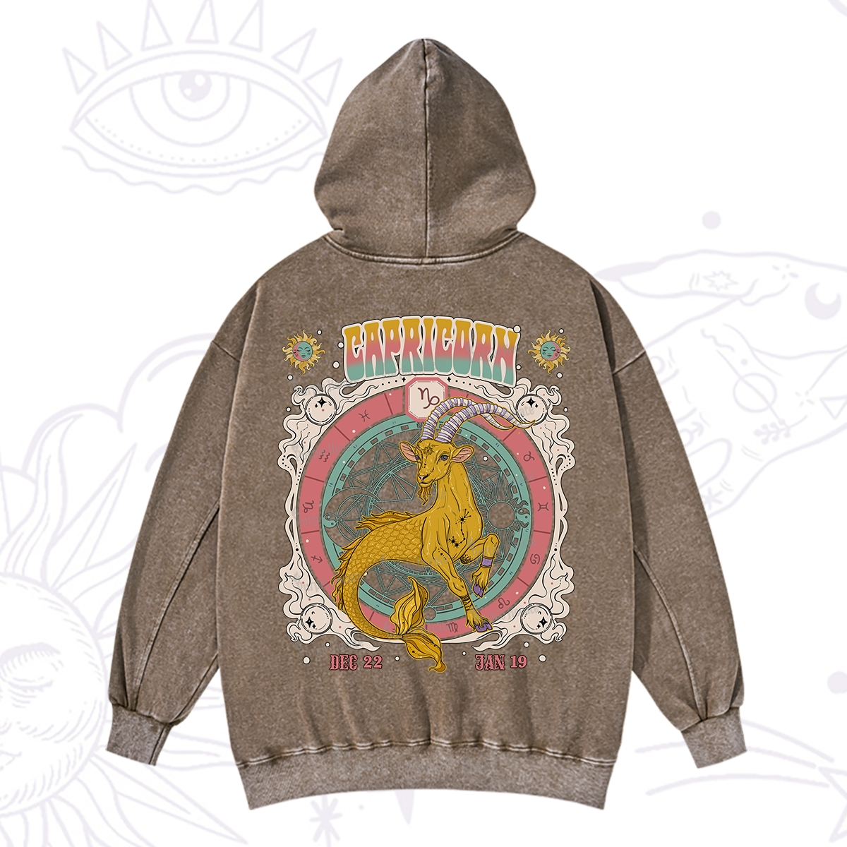Purplehecate Capricorn Cosmic Zodiac Washed Hoodie