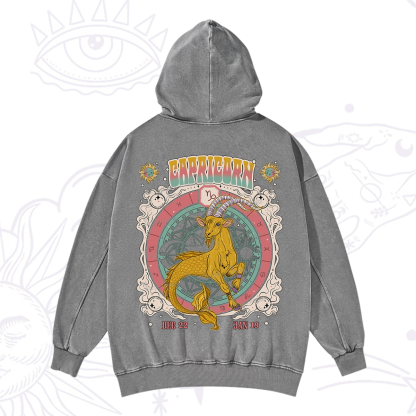 Purplehecate Capricorn Cosmic Zodiac Washed Hoodie