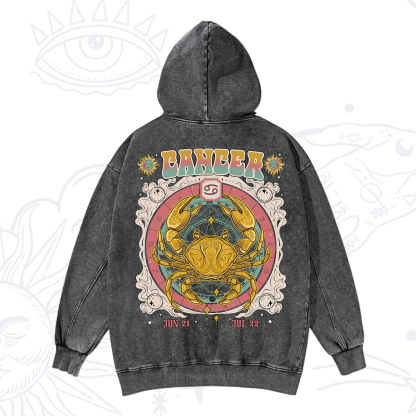 Purplehecate Cancer Cosmic Zodiac Washed Hoodie