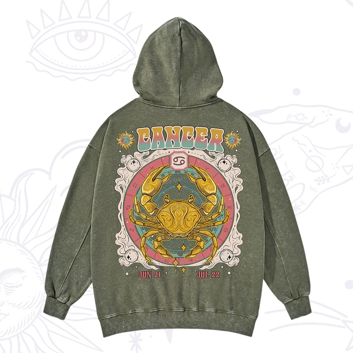Purplehecate Cancer Cosmic Zodiac Washed Hoodie
